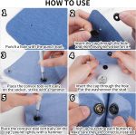 Thinp 12 Sets Snap Buttons Kit, Metal Snaps and Fasteners Kit Press Studs Snap Fasteners Clothing Snaps Button with 3 Pieces Snap Fastener Tool for Bags Jeans Clothes Fabric Leather Craft (Black) - Image 4